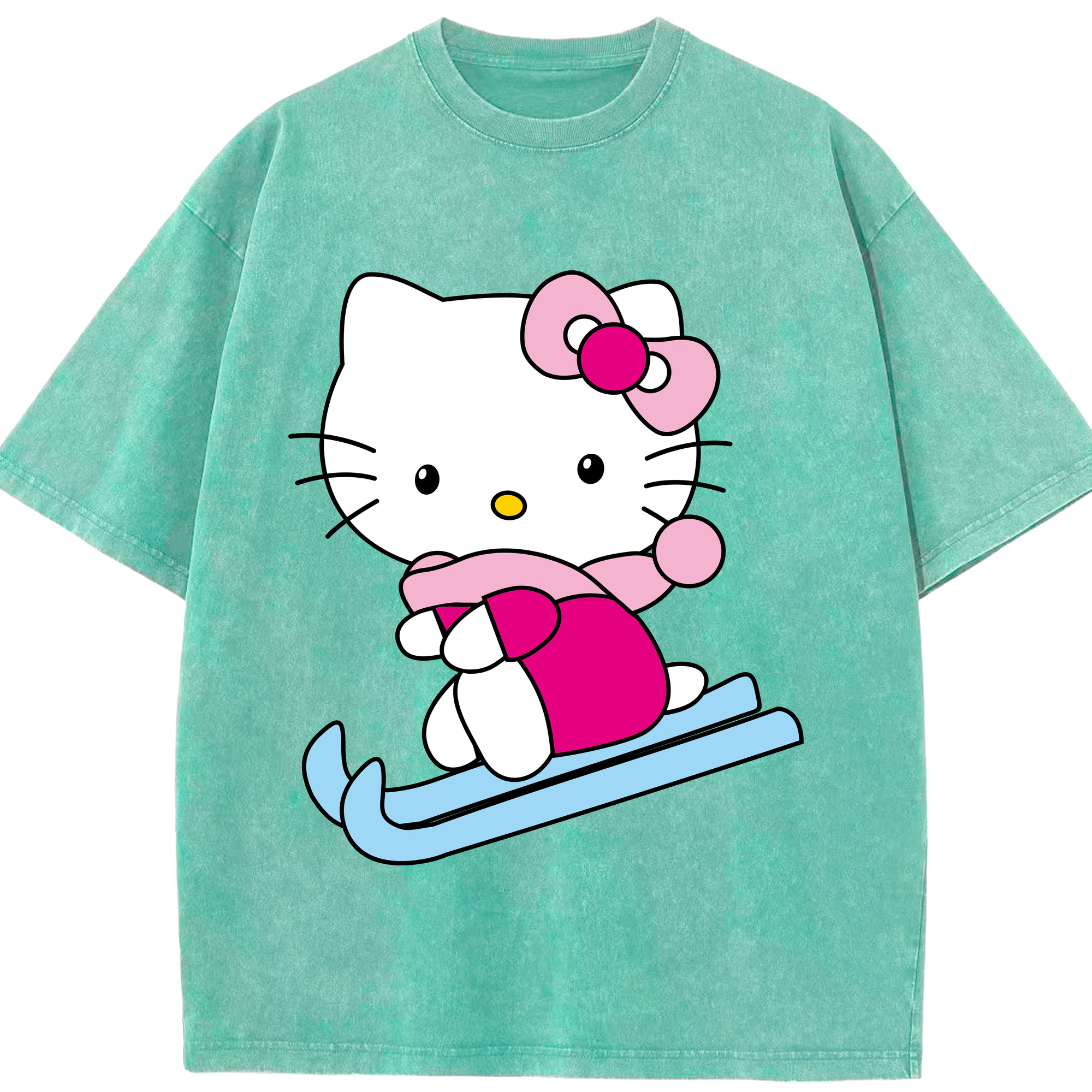 （画像用） Hello Kitty ハローキティ 綿100% ヴィンテージ風 半袖Tシャツ（フロントプリント）